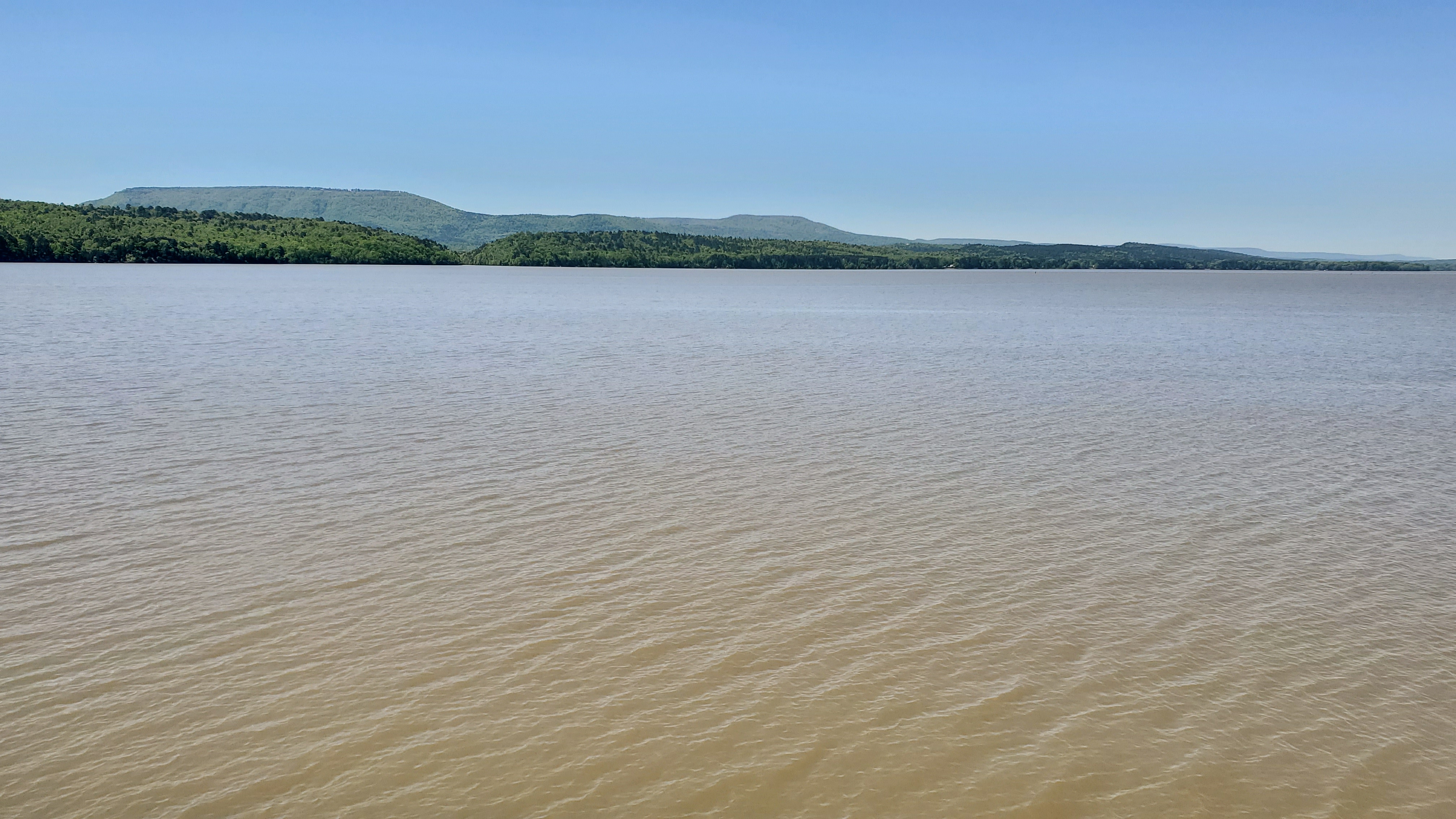 View of Lake Dardanelle with river valley landscape in background