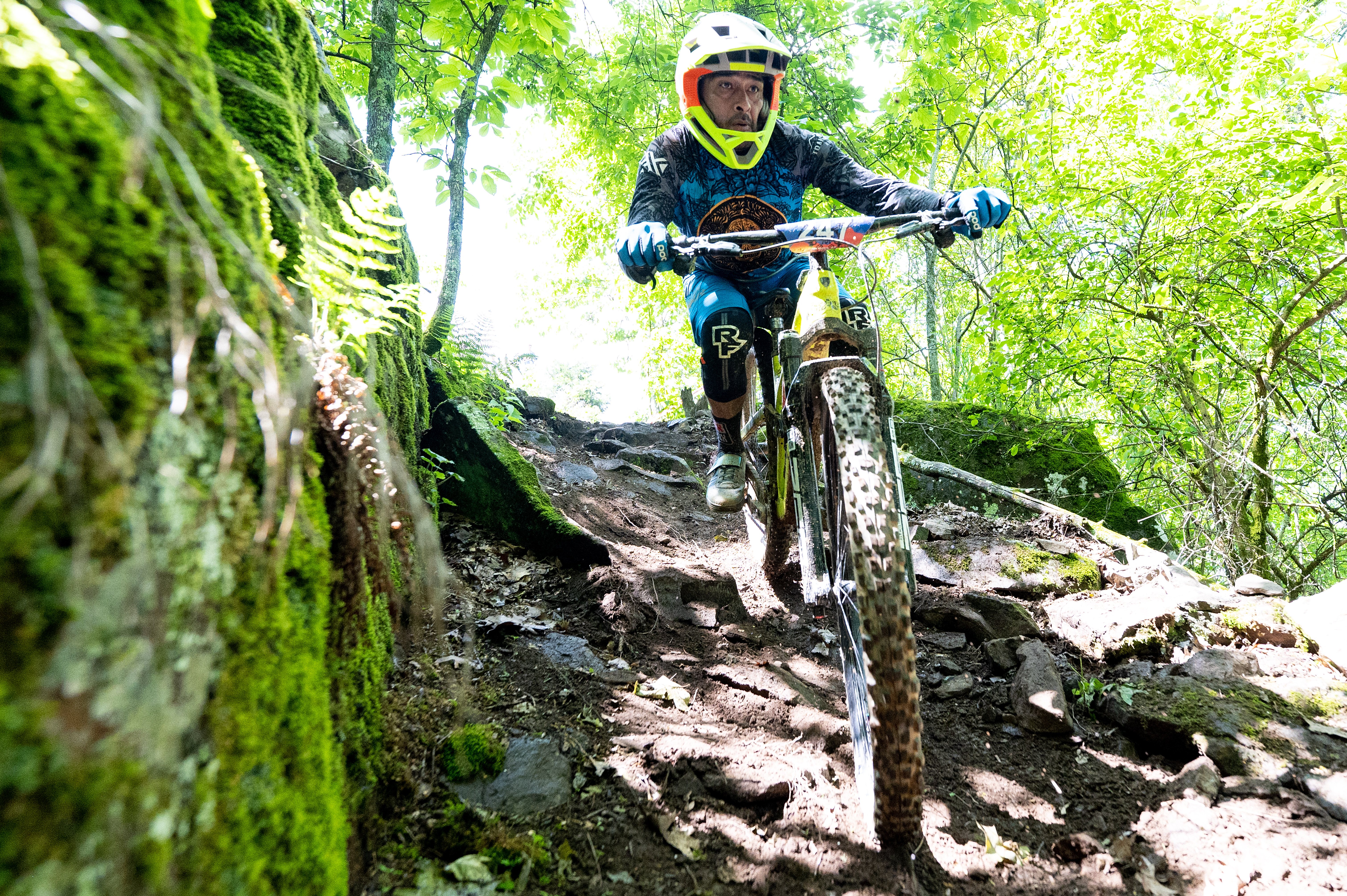 Mountain biker rides the Monument Trail at Mount Nebo