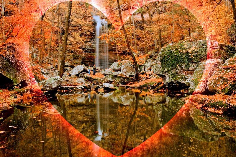 Heart around Cedar Falls at Petit Jean State Park
