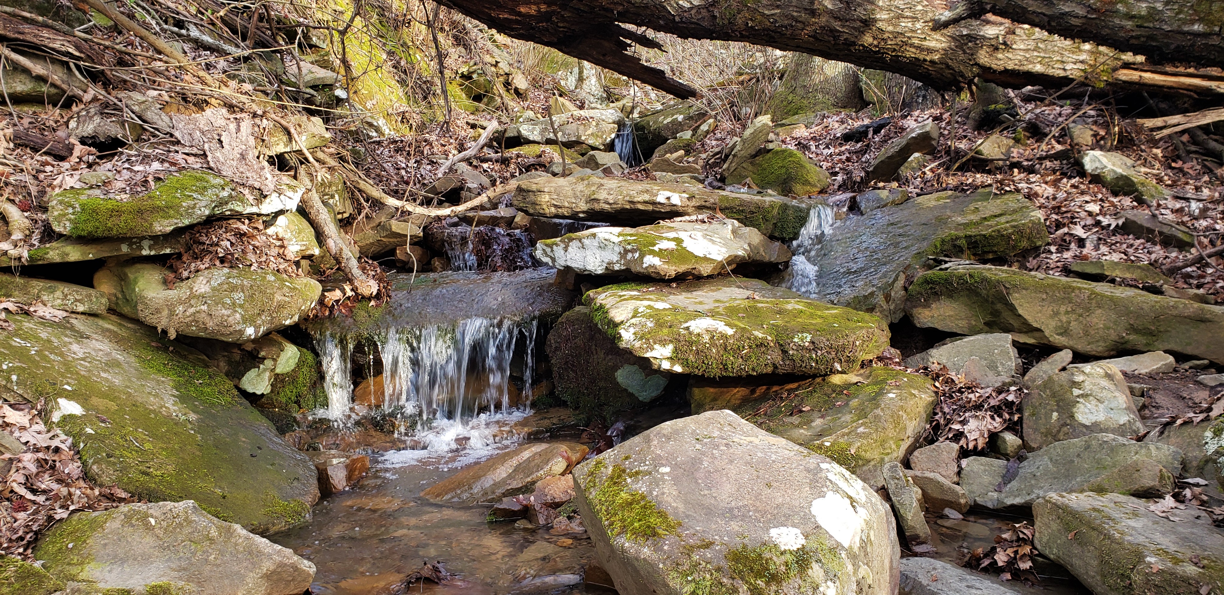 A cascade of water flowing over rocks