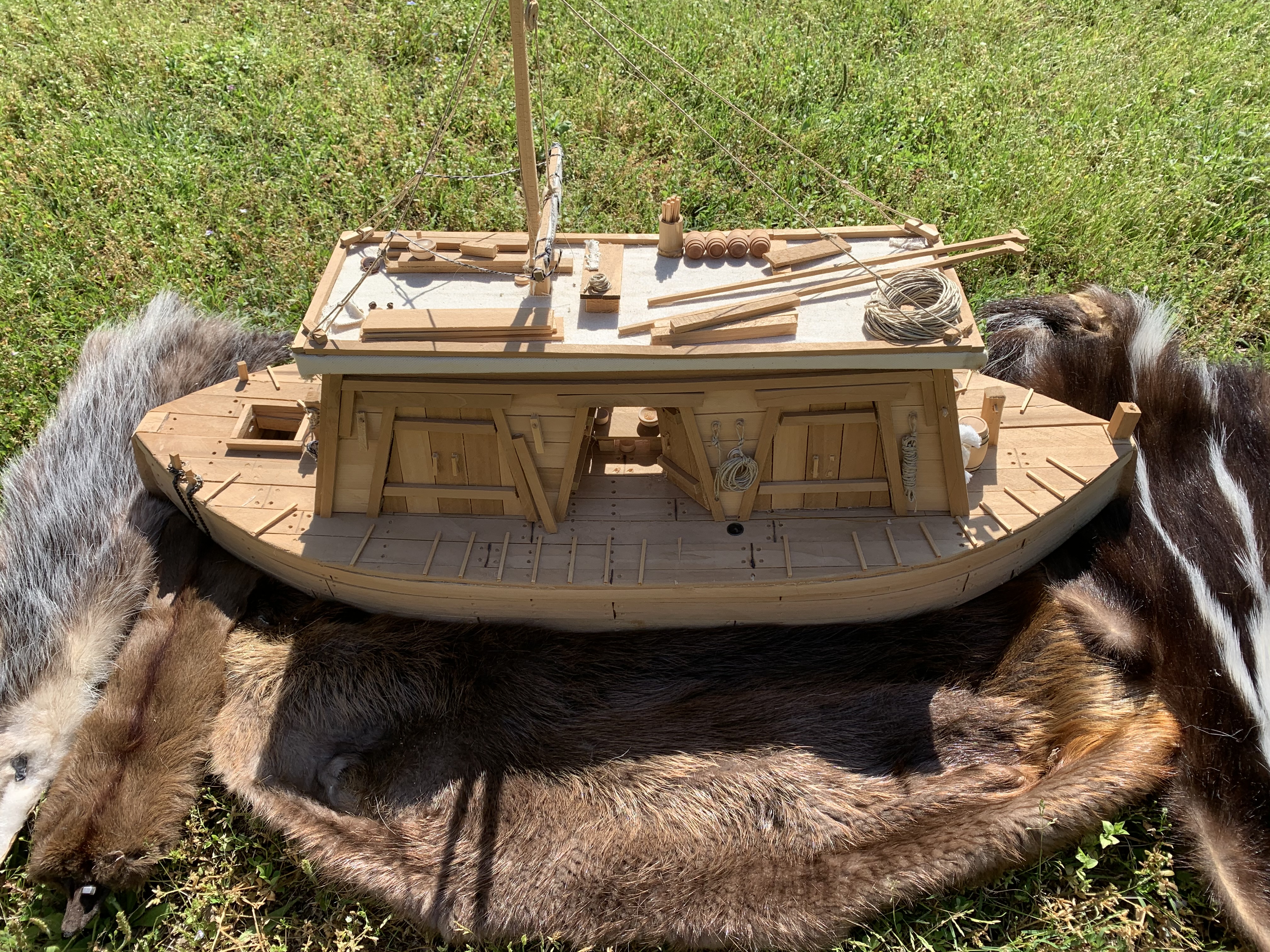 Top view of a small replica of a keelboat 