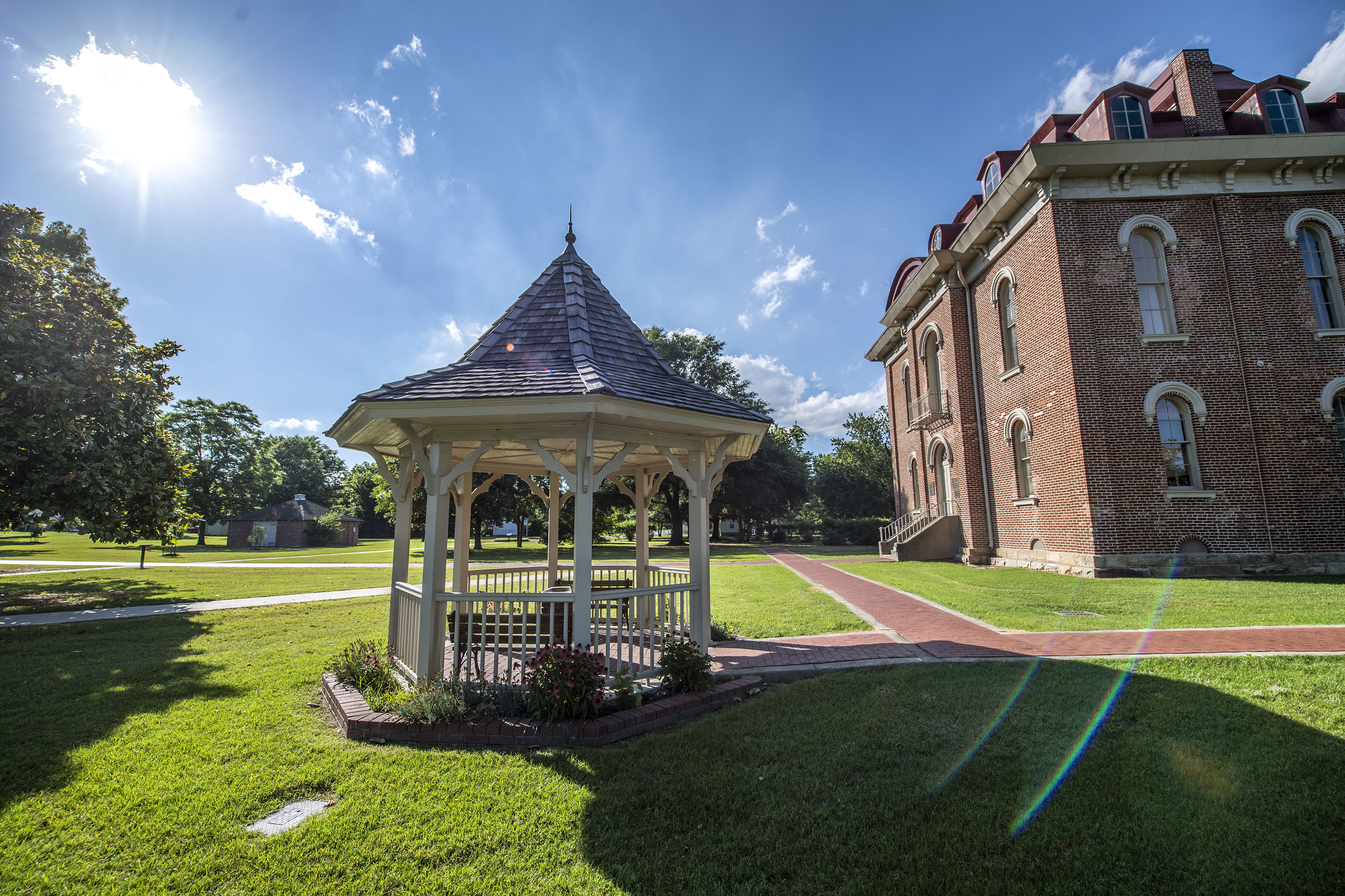 Gazebo outside of Jacksonport State Park on a clear spring day