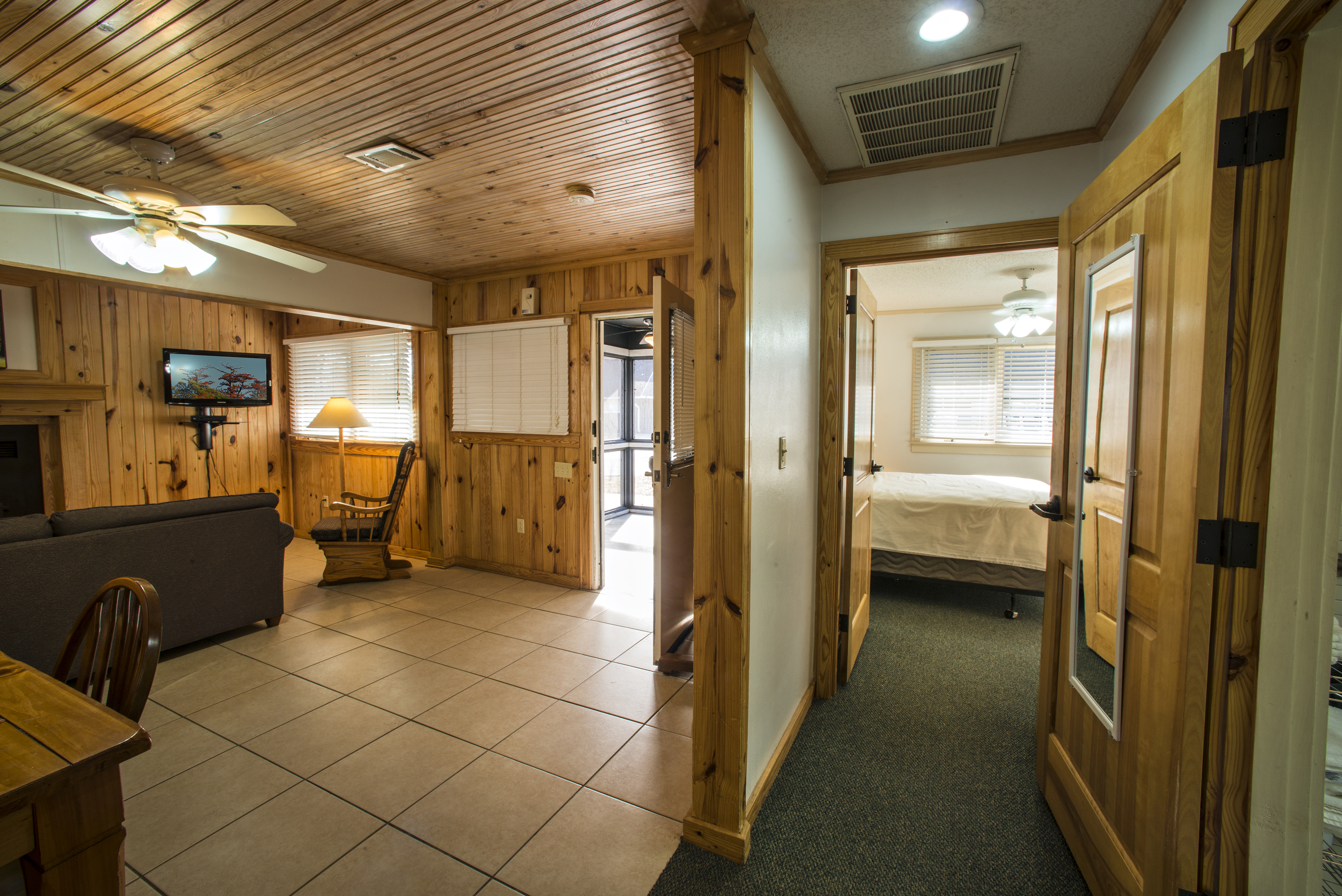Lake Chicot State Park cabin inside view 