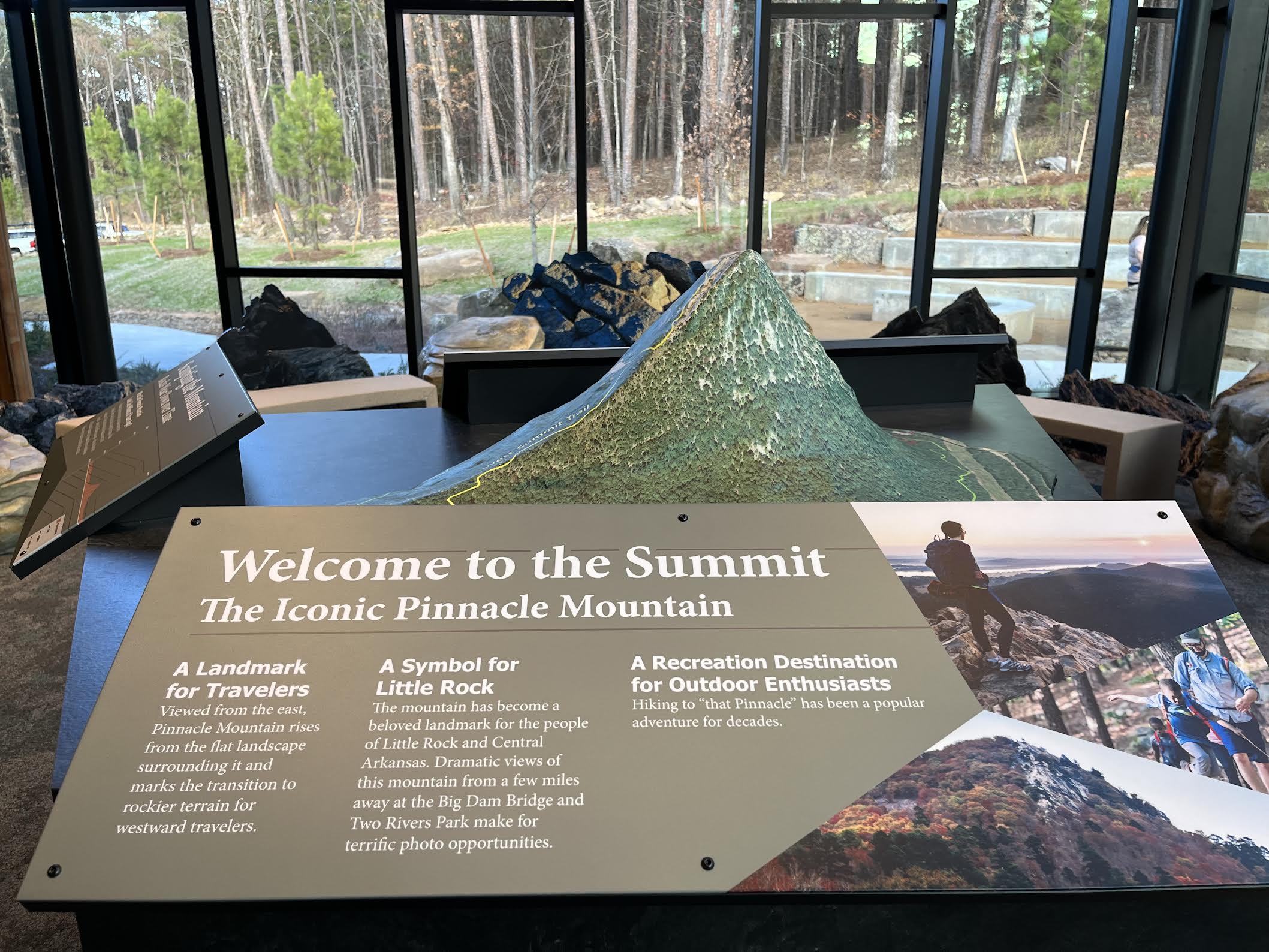 Exhibits inside the visitor center at Pinnacle Mountain State Park. 