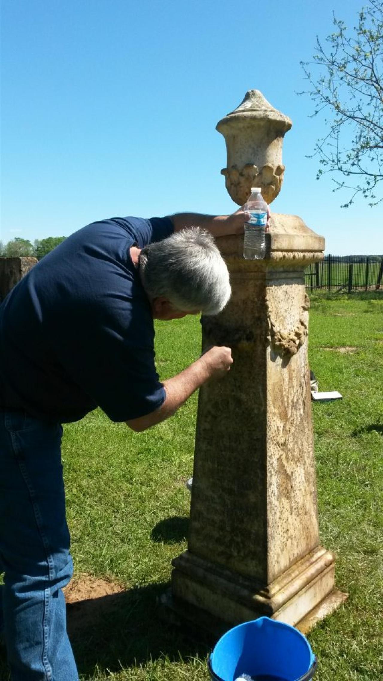Cleaning Tombstones at Conway Cemetery