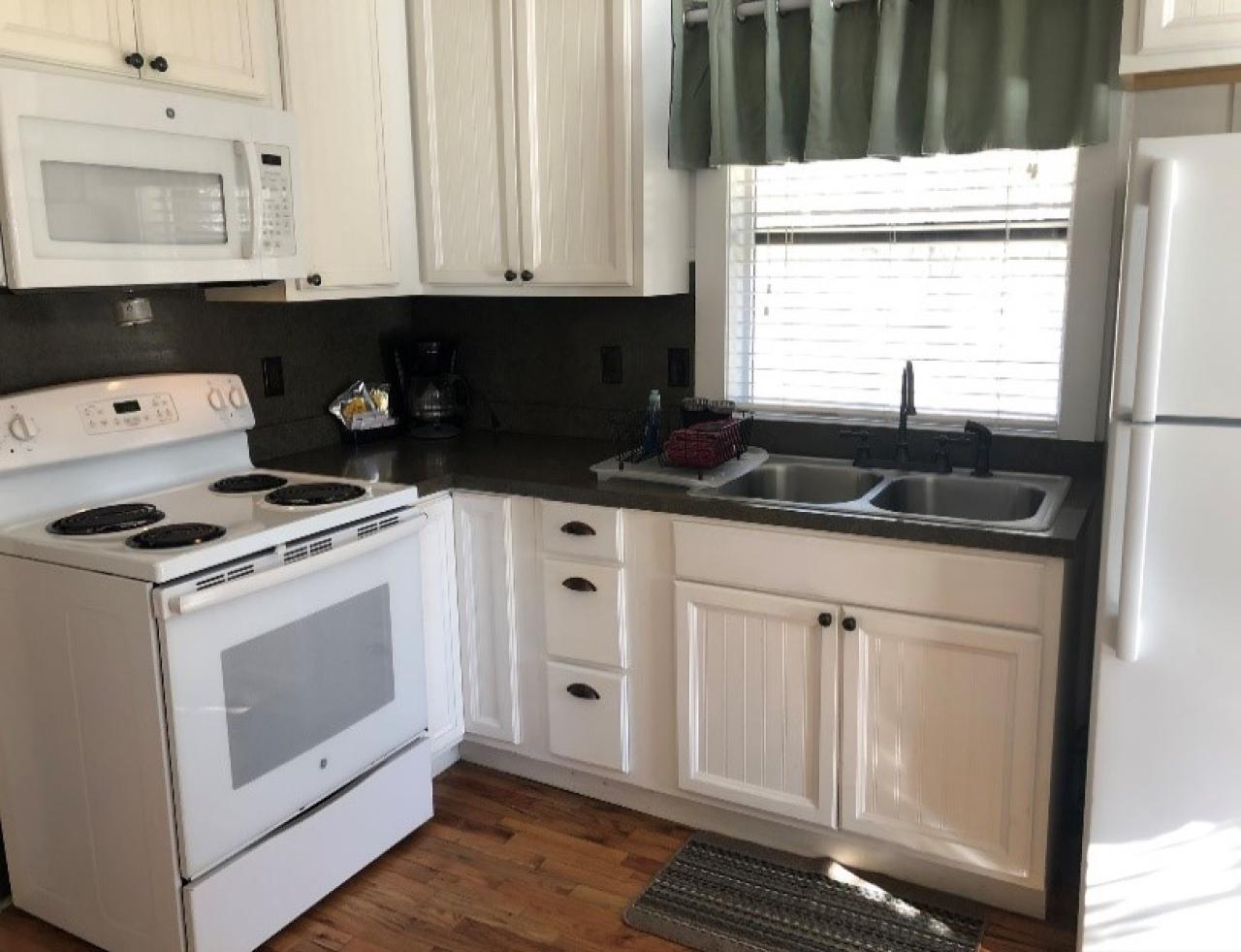 A full kitchen in Cabin 4 at Mount Nebo State Park