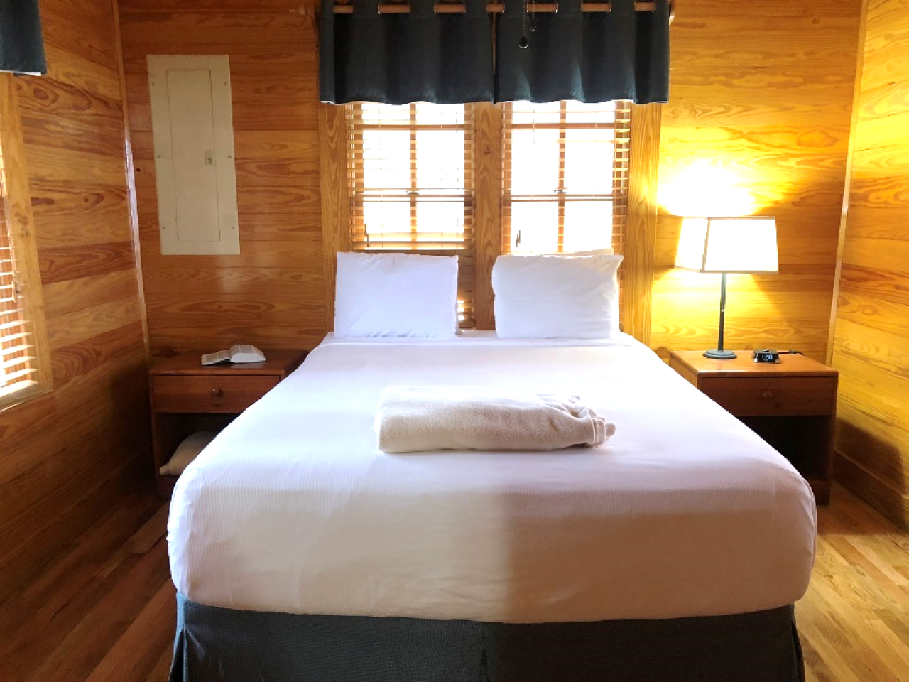 A view of the bedroom at Cabin 8 at Mount Nebo State Park