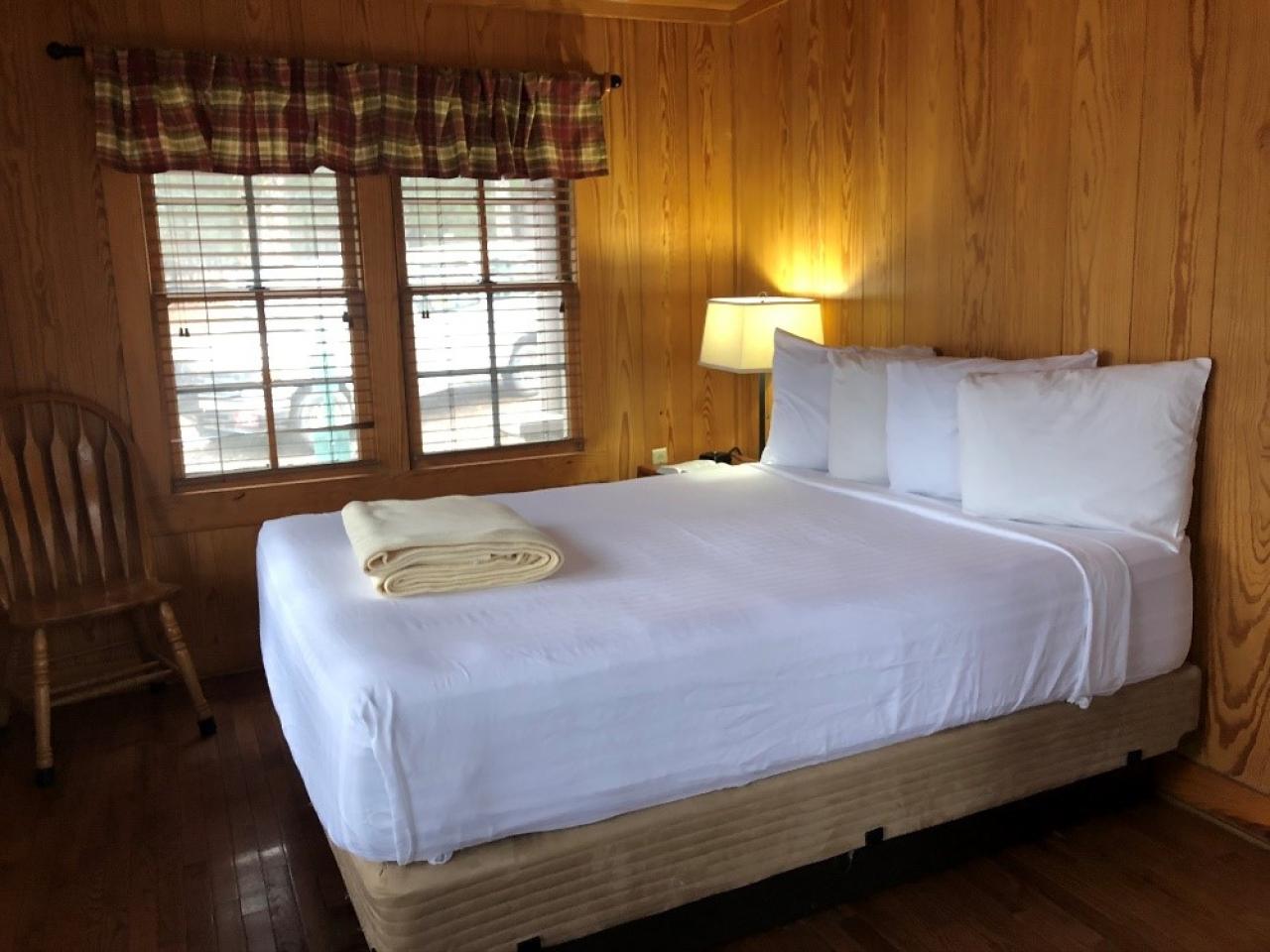 A view of the bedroom at Cabin 12 at Mount Nebo State Park