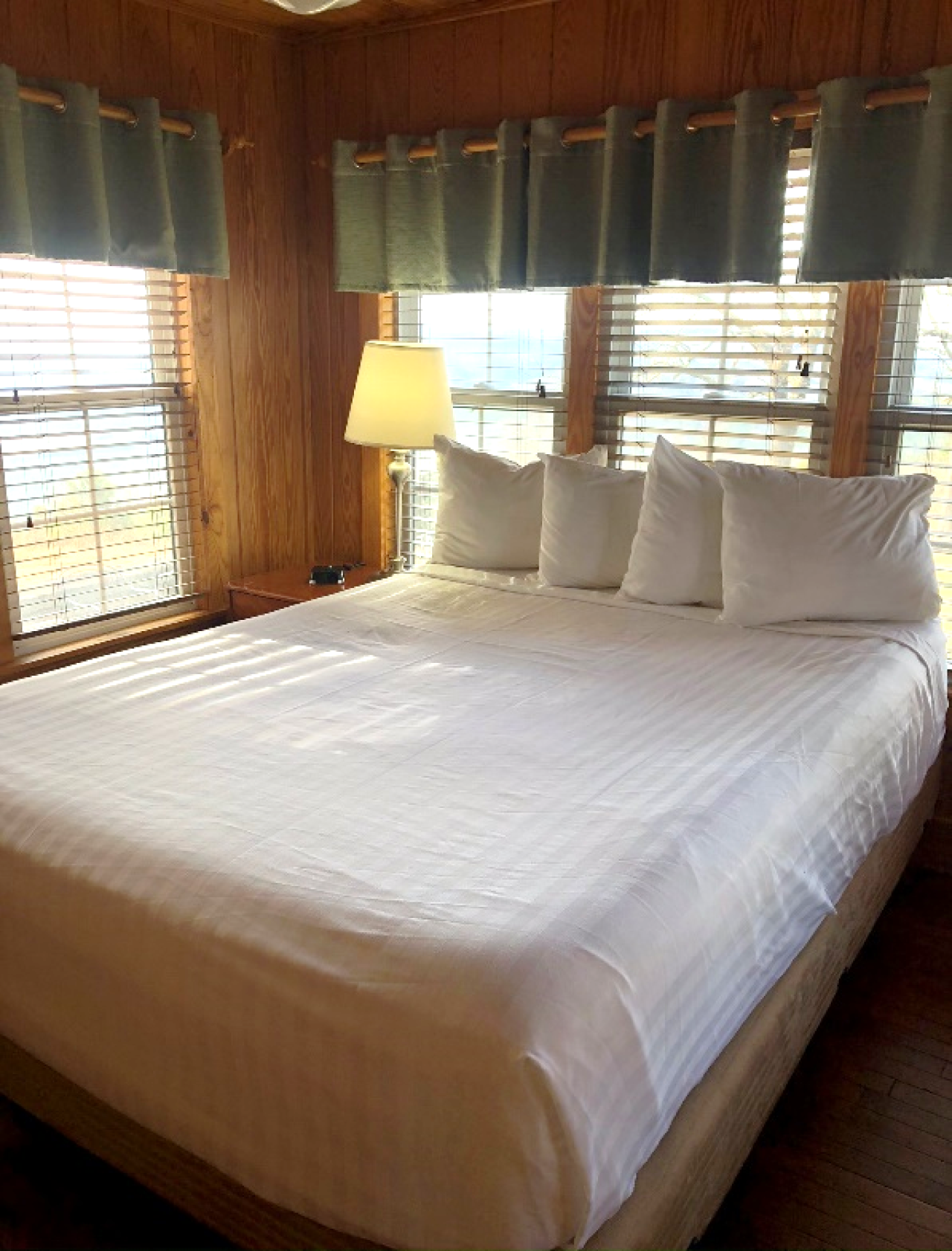 A view of the bedroom at Cabin 14 at Mount Nebo State Park