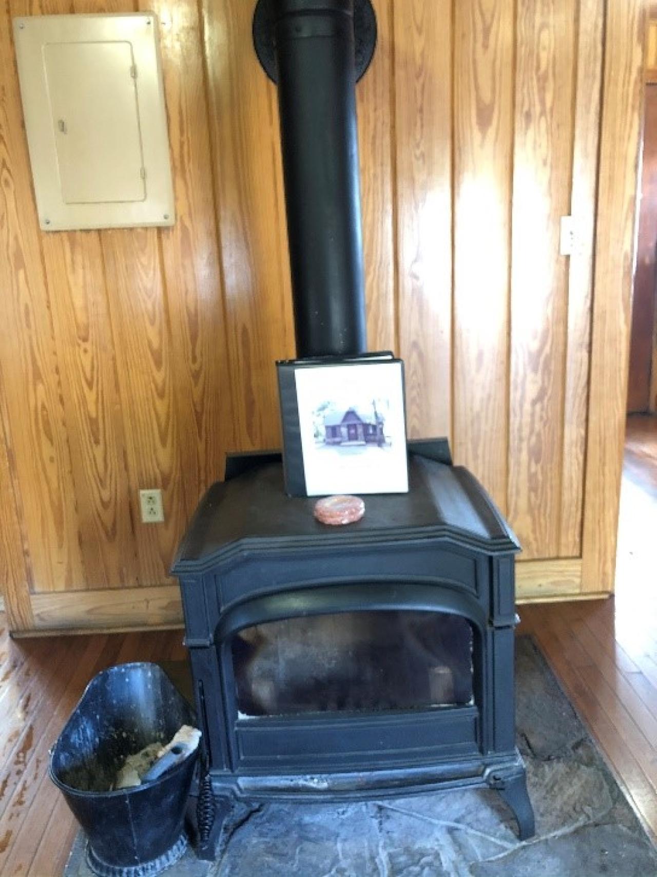 The woodstove at Cabin 14 at Mount Nebo State Park