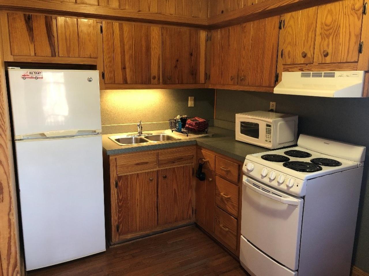 A full kitchen at Cabin 15 at Mount Nebo State Park