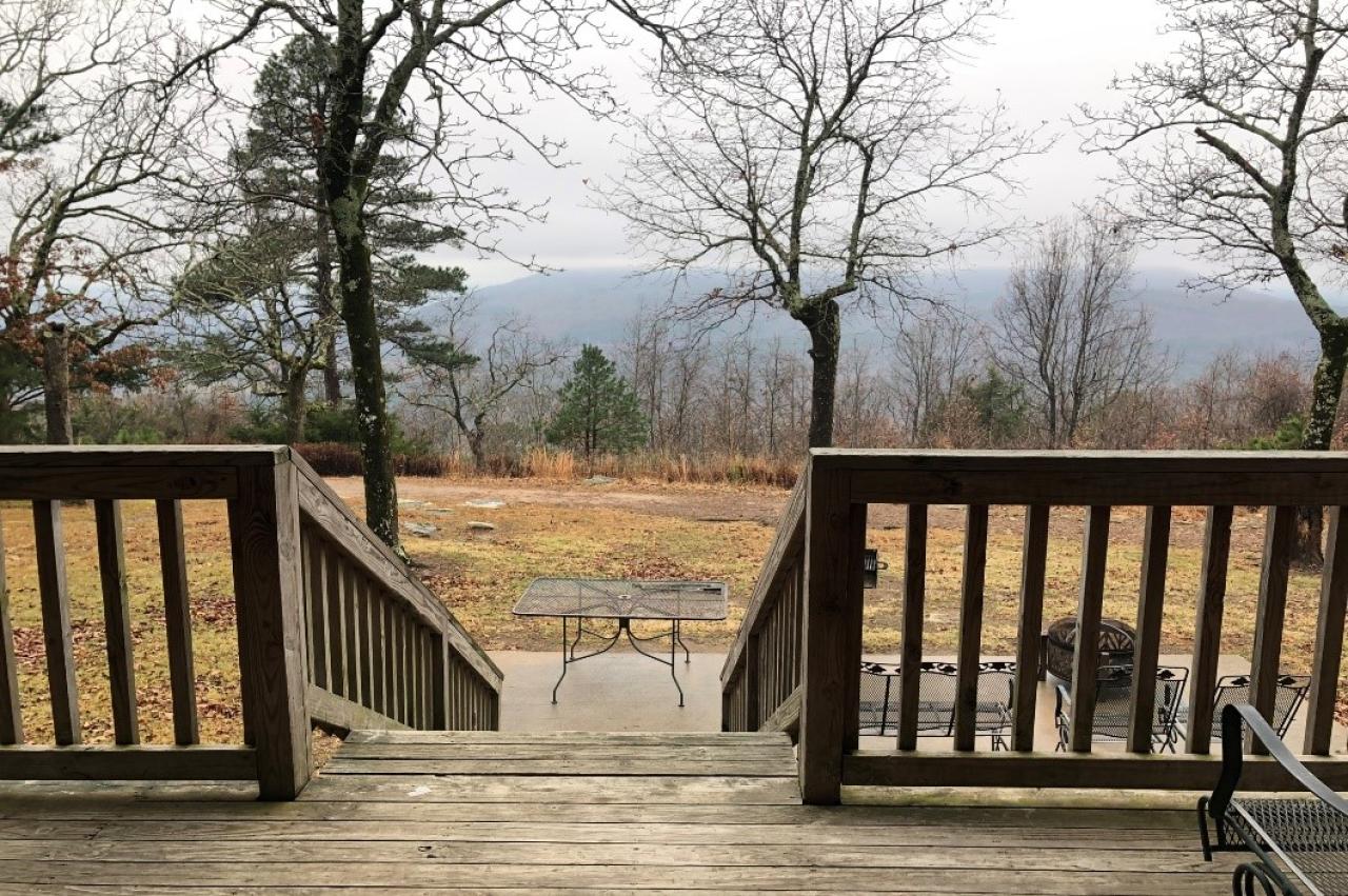 View from the back porch at Cabin 11 at Mount Nebo State Park