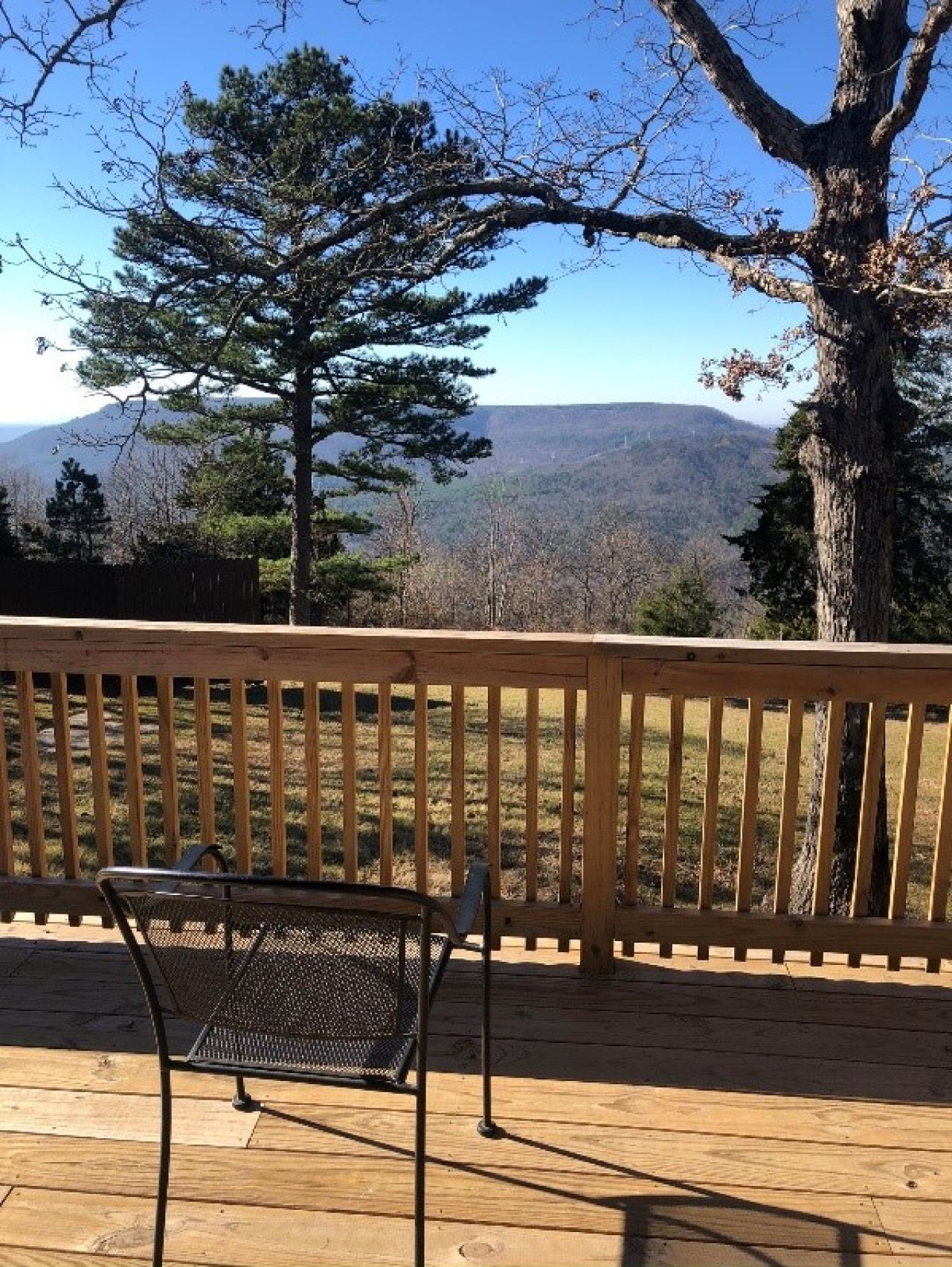 A view from the back porch at Cabin 10 at Mount Nebo State Park