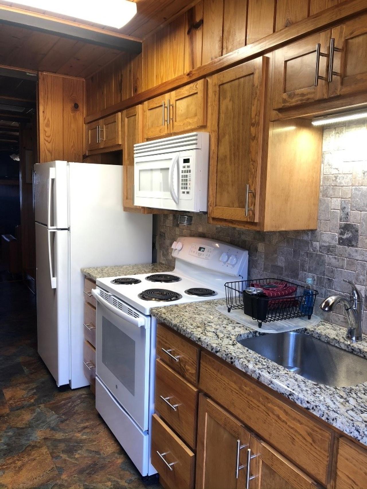 A full kitchen at Cabin 10 at Mount Nebo State Park