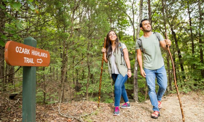 Two hikers on the Ozark Highlands Trail