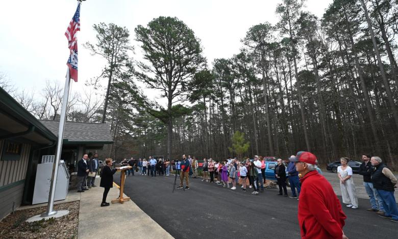 The ribbon cutting event for the new Visitor Center at Daisy State Park. Photo by Kirk Jordan. 