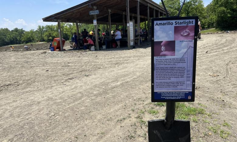 Signs in various locations in the park's search field mark the spots of famous finds. 