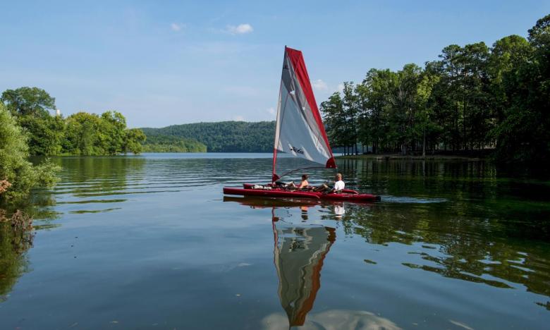 Catamaran on Lake Catherine.