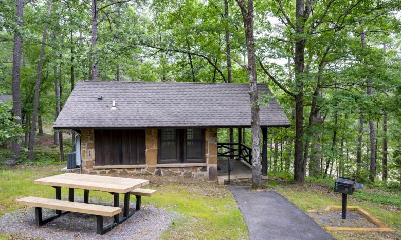 Camper cabin at Lake Sylvia Recreation Area. 