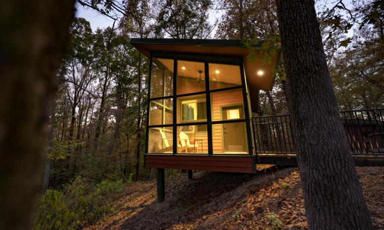 Camper cabin at Mississippi River State Park. 