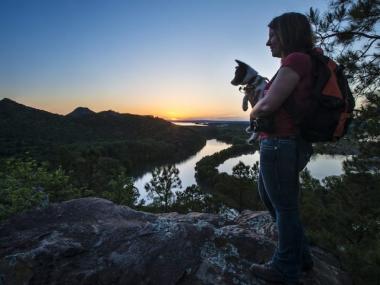 Hiker at Pinnacle Mountain Sunset
