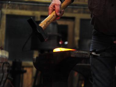 Forging a  knife in Washington Arkansas
