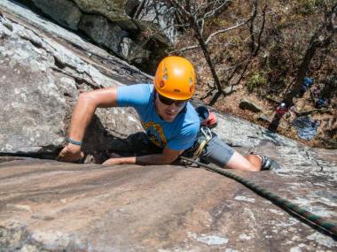 Man rock climbing at Mount Magazine State Park