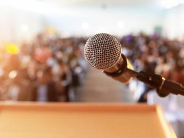 Picture of podium with microphone