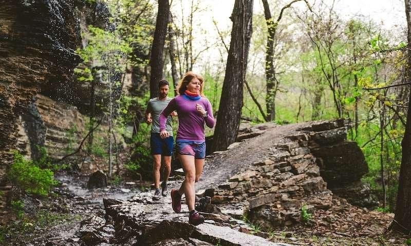 Trail running at Devil's Den State Park Monument Trails
