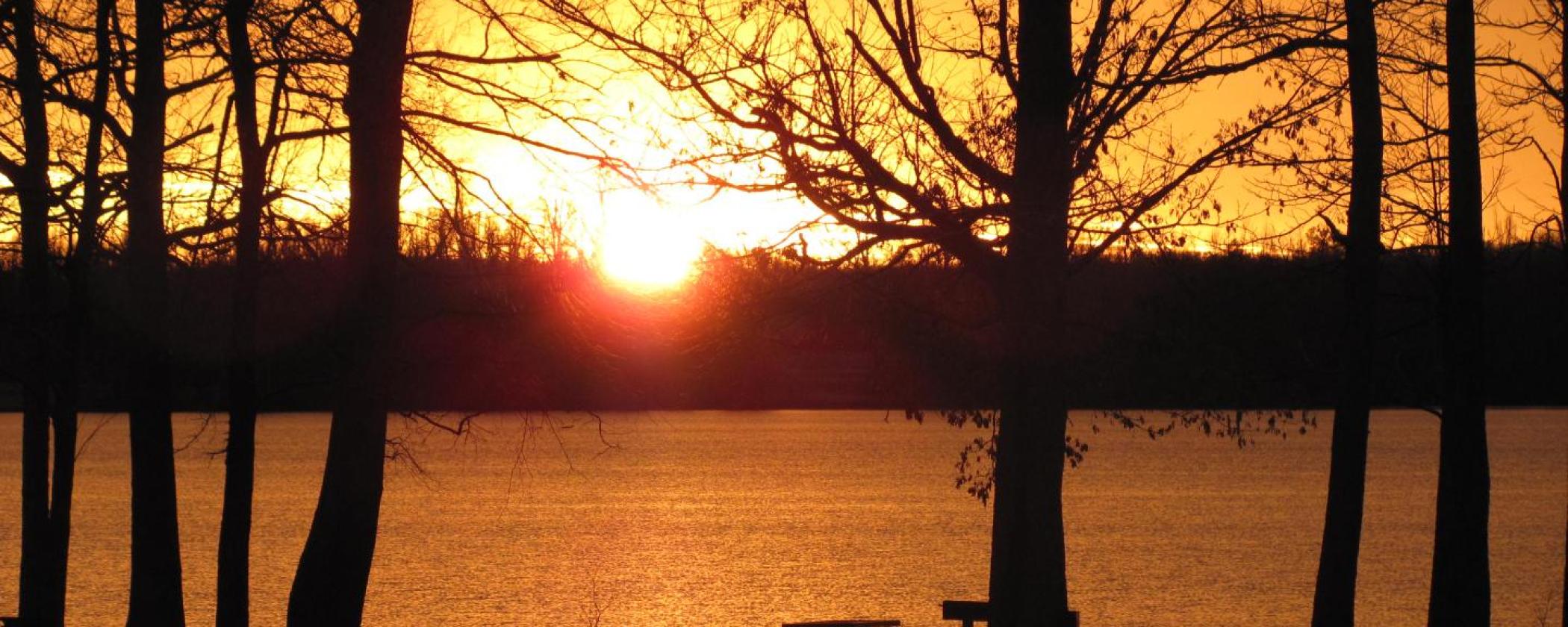 sunset at Lake Frierson State Park