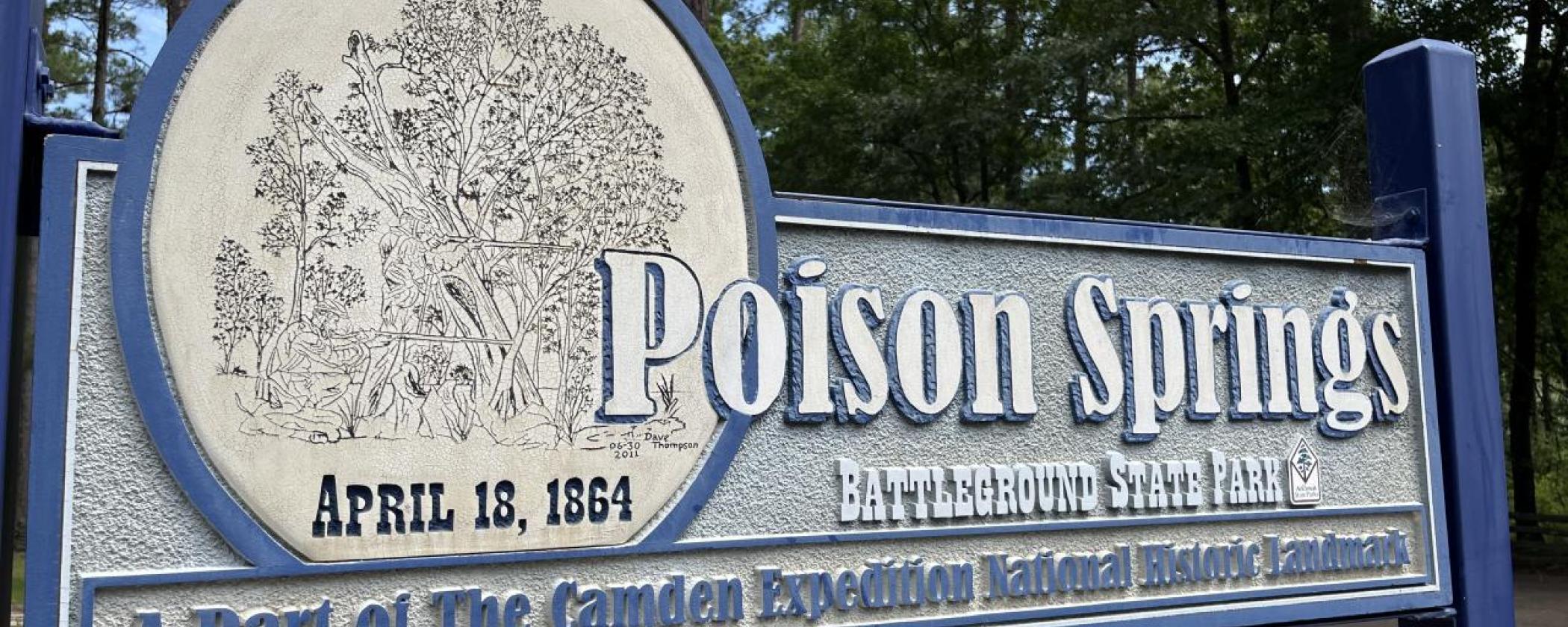 Sign at Poison Springs Battleground State Park.
