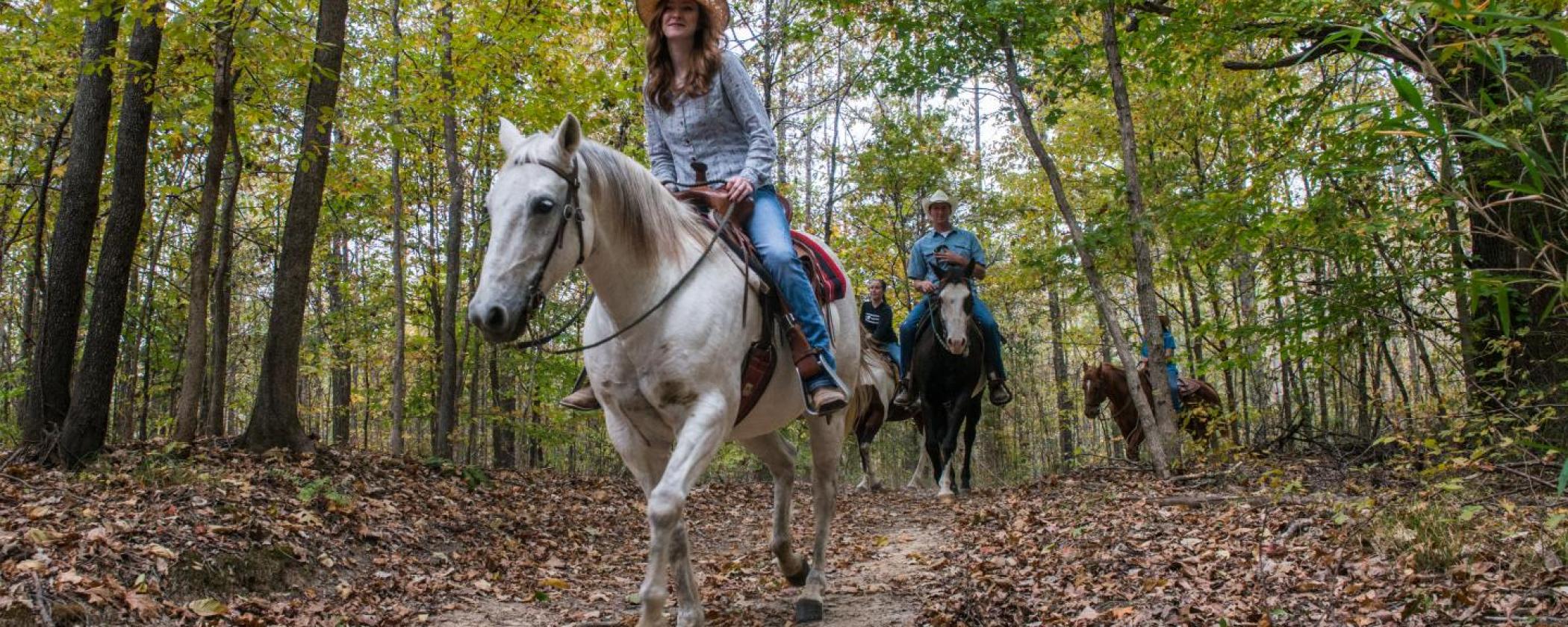 Horseback riding at Village Creek State Park. 
