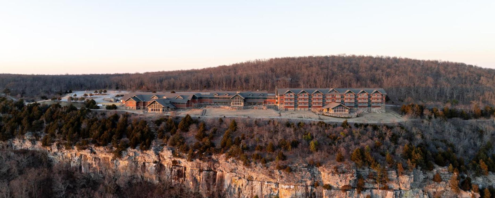 File photo of aerial view of lodge at Mount Magazine State Park. 