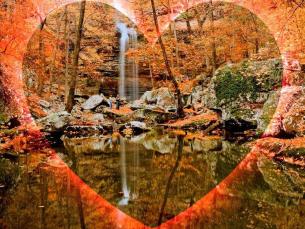 Heart outlining Cedar Falls at Petit Jean State Park