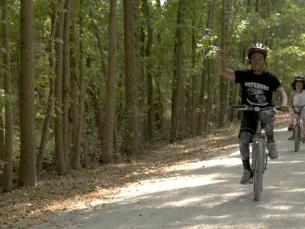 Kids riding their bikes down Delta Heritage Trail