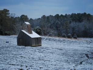 Snow on the search field at Crater of Diamonds State Park