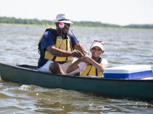 Father and daughter Fishing at Cane Creek State Park