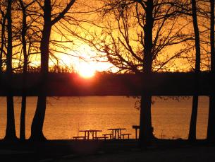 sunset at Lake Frierson state park