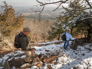 Winter hiking at Mount Nebo State Park.