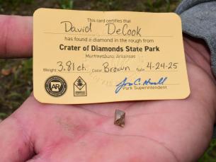 Visitor finds 3.81-carat brown diamond at Crater of Diamonds State Park