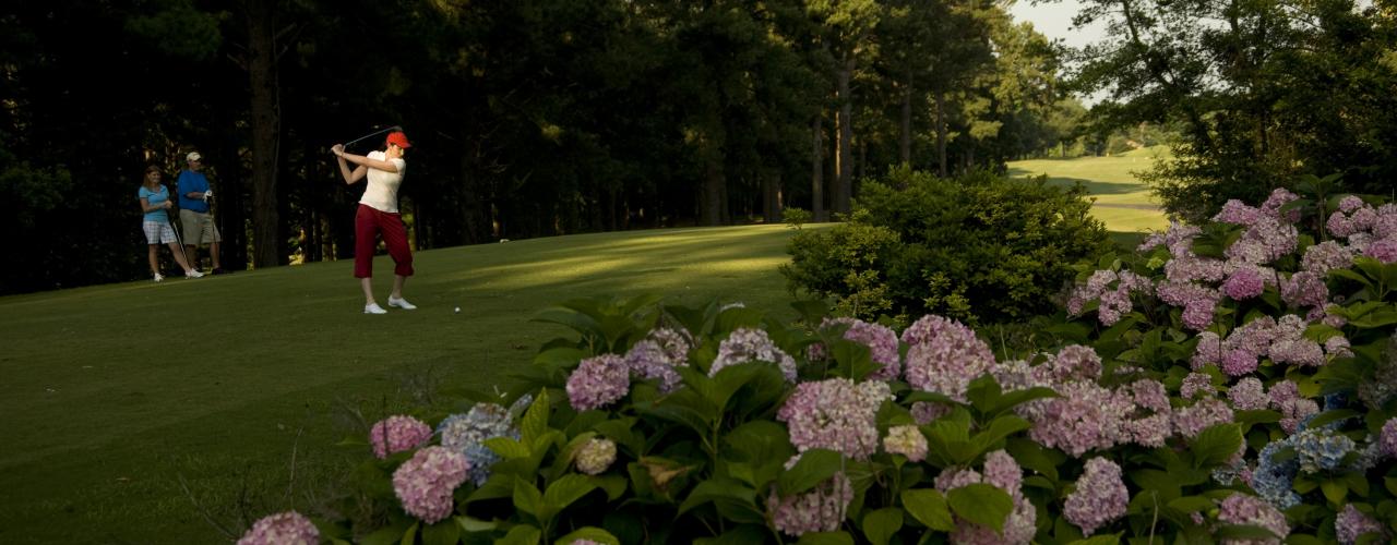 Golfer swings at the DeGray Lake Resort State Park