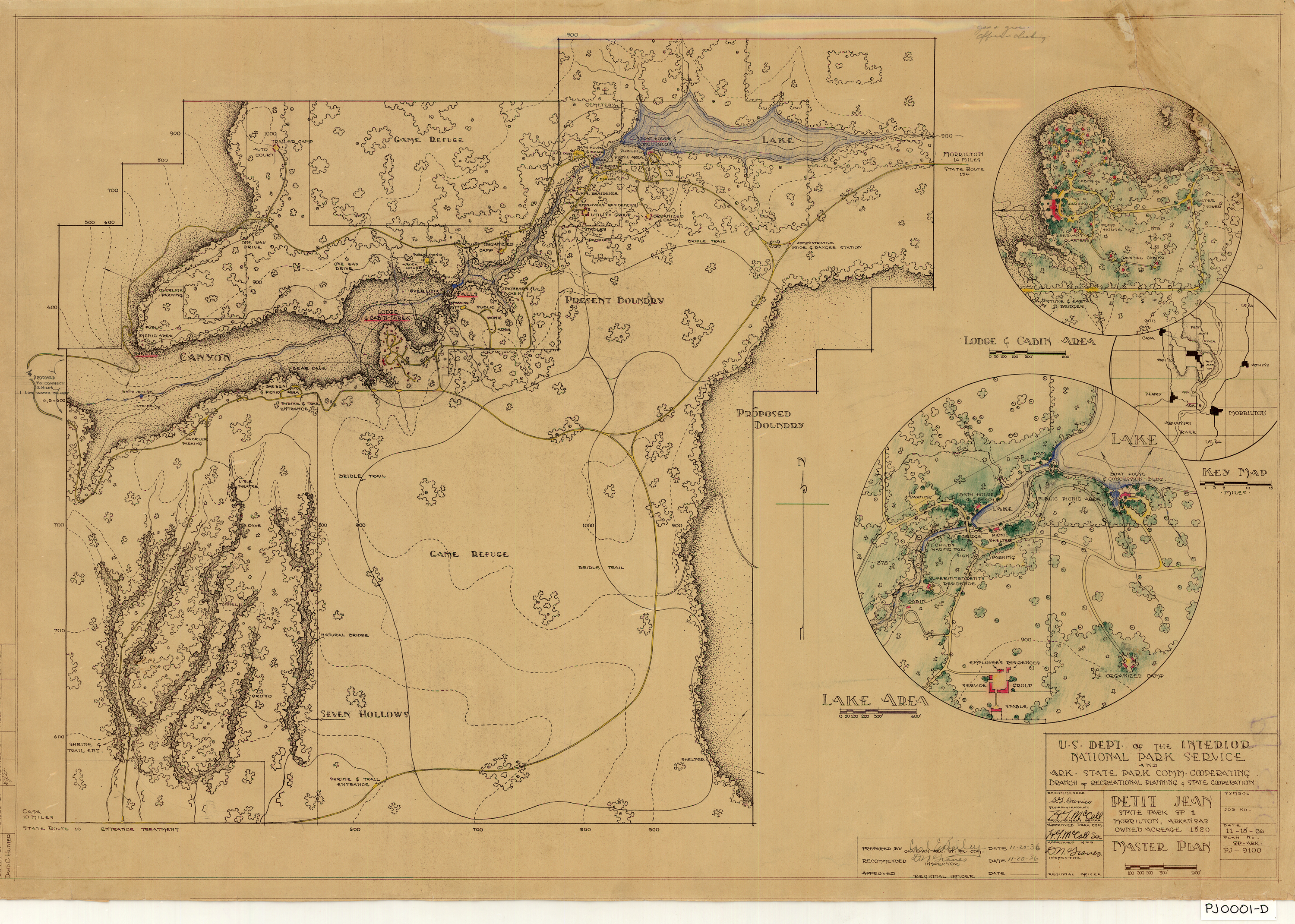 A map was drawn up by the National Park Service of Petit Jean.