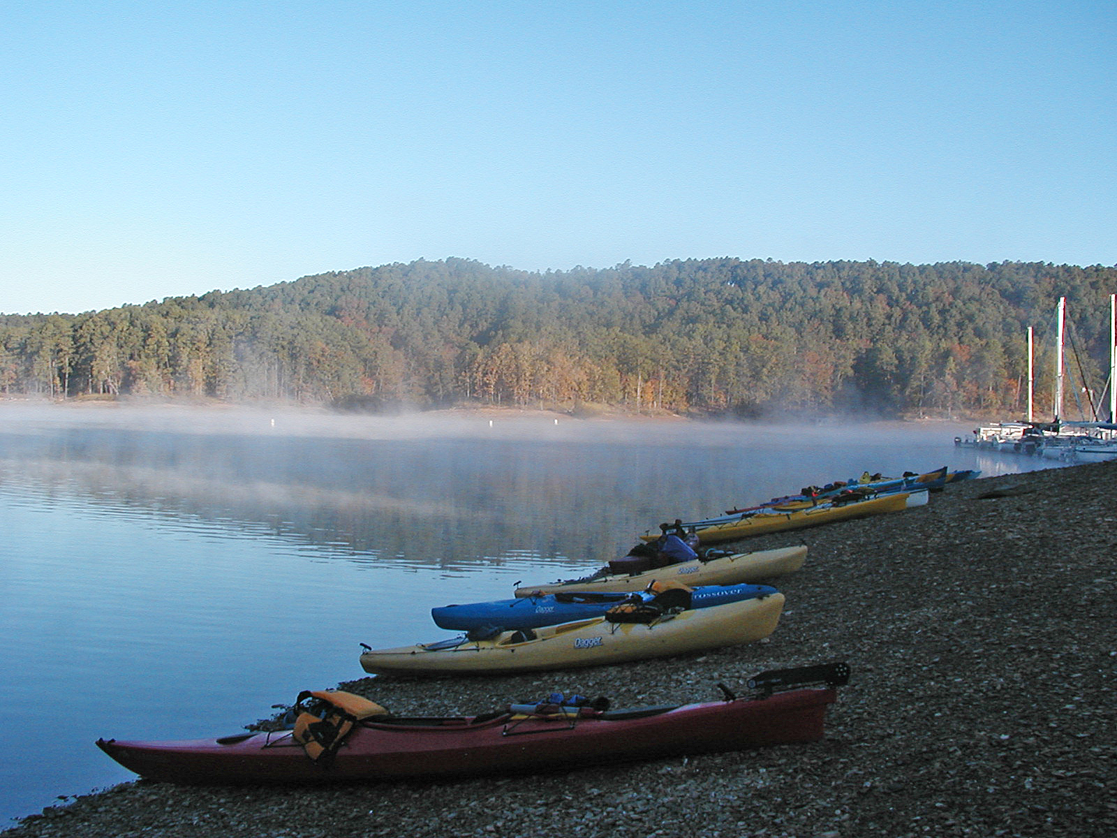 Morning fog before the launch.