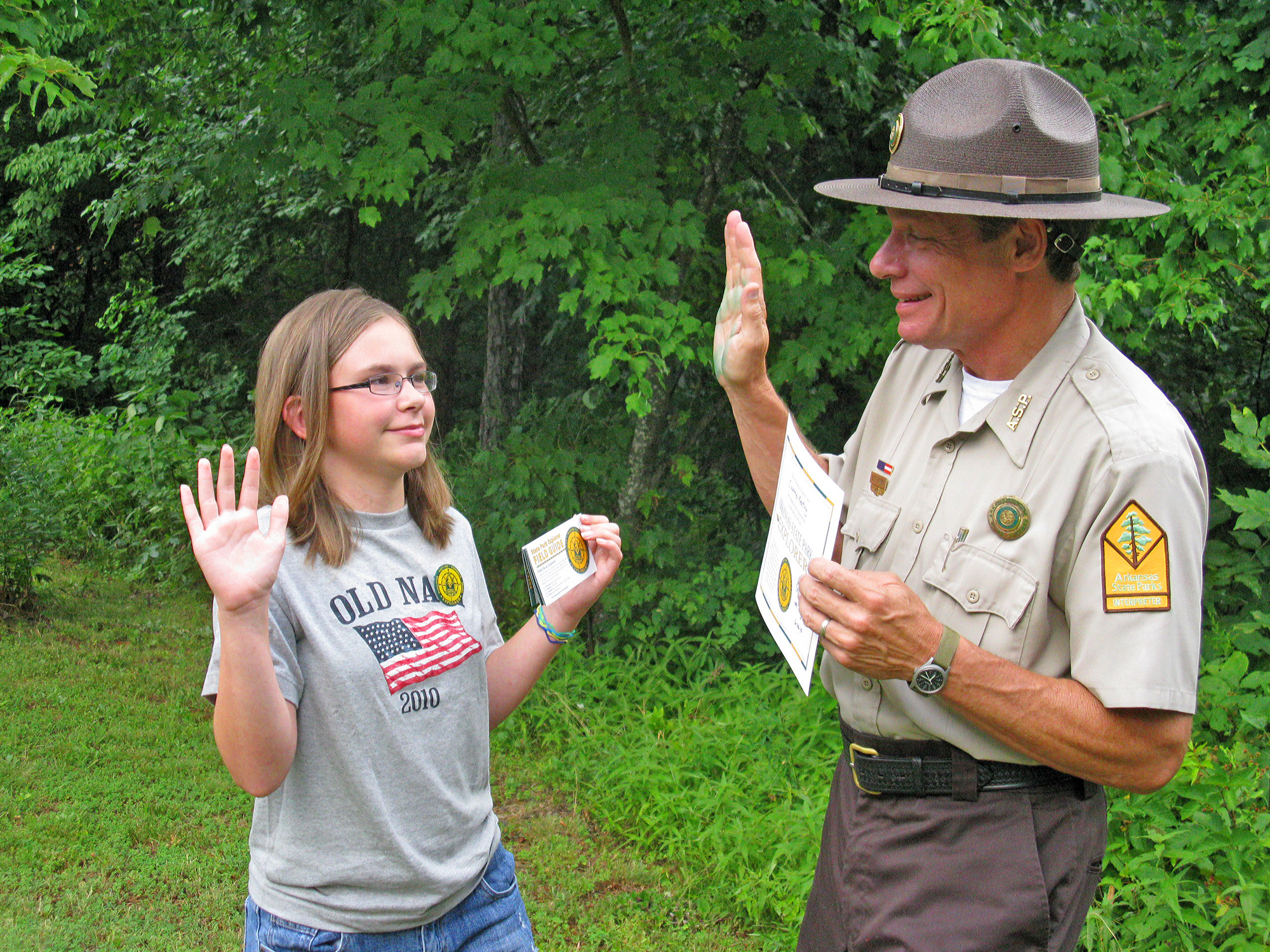 Another young park visitor starts the road to appreciating Arkansas natural and historical treasures.