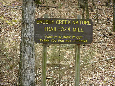 Brush Creek Nature Trail Sign.