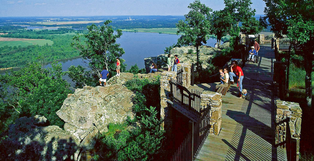Stout's Point on the East brow of Petit Jean Mountain is a wonderful place to enjoy one a scenic views of the Arkansas River.