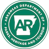 Arkansas Department of Parks, Heritage and Tourism logo.